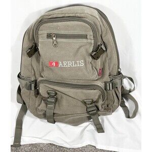 Aerlis Canvas Beige Backpack/Rucksack/Travel Bag 18''x14'' Buckle Hiking School